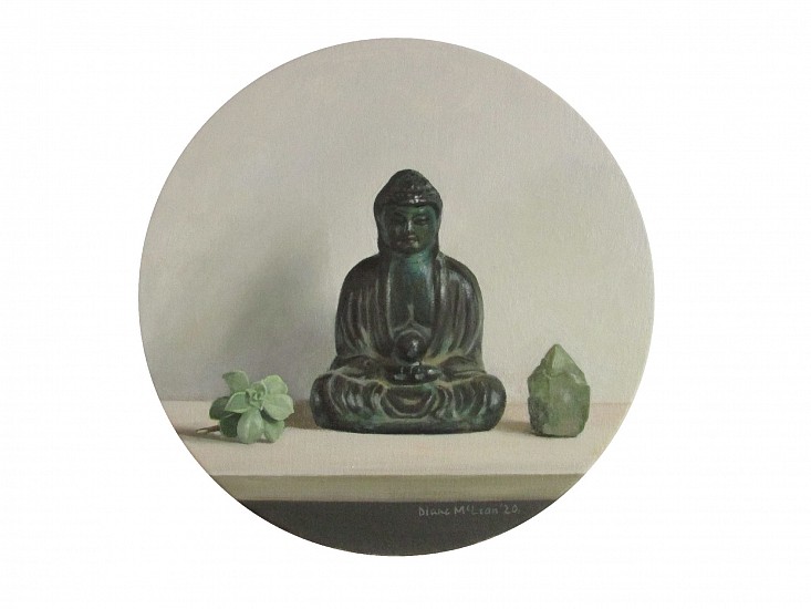 Diane McLean, Bronze Buddha with crystal succulent
oil  on canvas