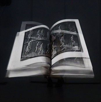 henk serfontein still life with man walking upstairs charcoal and mixed media on paper 90 x 90 cm gkac