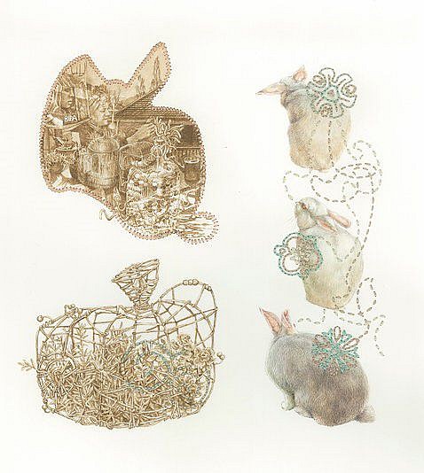 Annelie van der Vyver, Artist with Rabbit
gouache on paper
