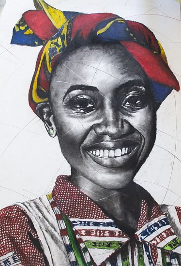 Phillemon Hlungwani, Wansati waku xonga wa Mutsonga ( A beautiful Tsonga lady )
charcoal & soft pastel on cotton paper