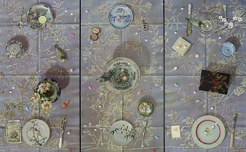 caryn scimgeour in pursuit oil on canvas 75.5 x 121 cm gkac