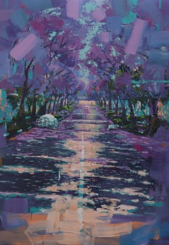 thabang lehobye jacaranda blossom acrylic on canvas 128.5 x 90.5 cm gkac