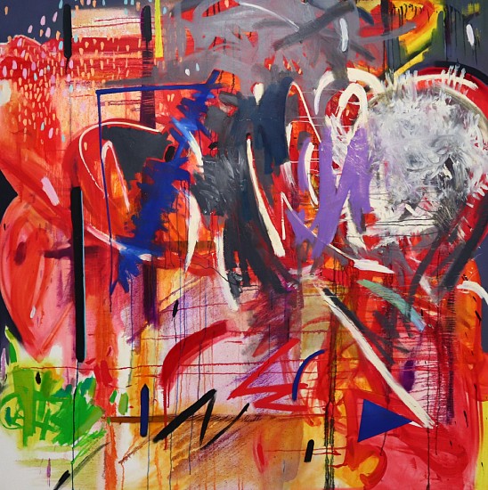 Liza Grobler, Gridlocks and Curveballs
oil on canvas