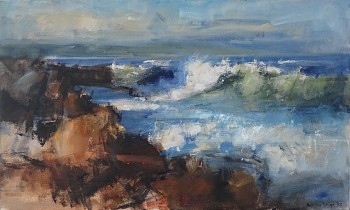 seascape with view of keurboomstrand 60cm x 100cm oil on canvas