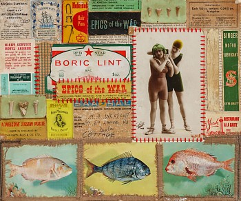 aidon westcott puzzle pieces mixed media collage and oil paint on canvas 25.3 x 30cm