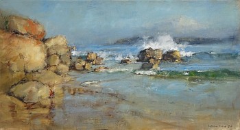 robberg seascape plettenberg bay 65cm x 120cm oil on canvas