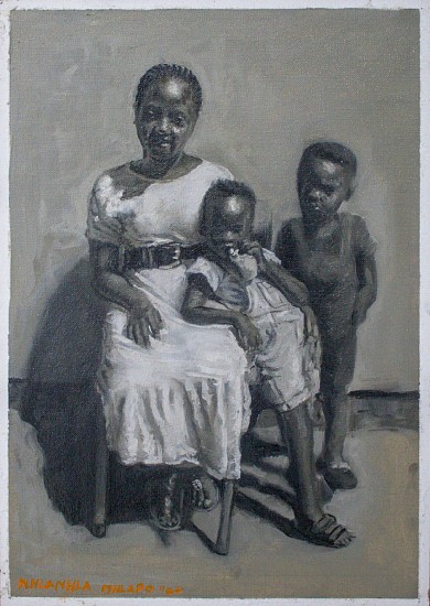 Nhlanhla Nhlapo, Lerato and her boys I
oil on canvas paper