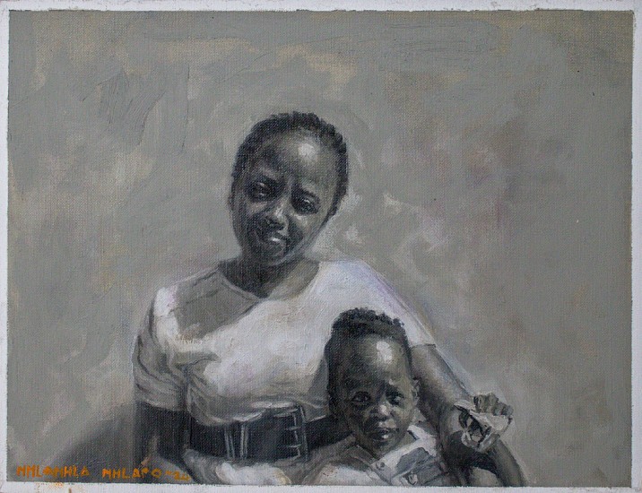 Nhlanhla Nhlapo, Lerato and her boy
oil on canvas paper