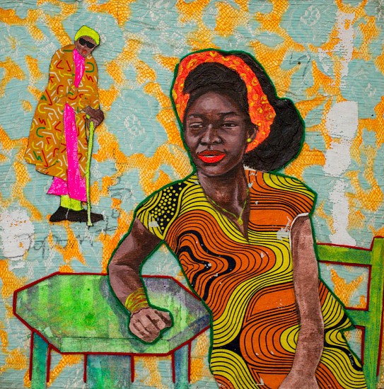 Joel Mamboka, Sapeuse I
mixed media on canvas