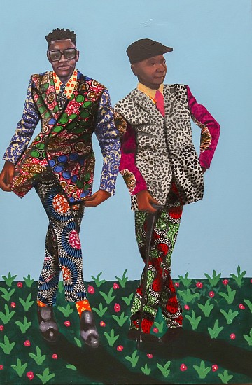 Joel Mamboka, Ba vrais Garçons
fabric and oil on canvas