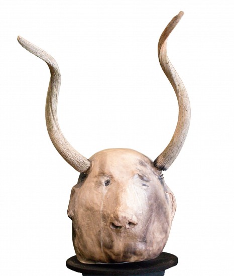 Wilma Cruise, Becoming Animal - Bovine
pit fired ceramic & horns