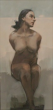 kerri evans youthful study 4 oil on canvas 76 x 38cm