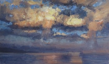 golden hour over the bay 90cm x 150cm oil on canvas