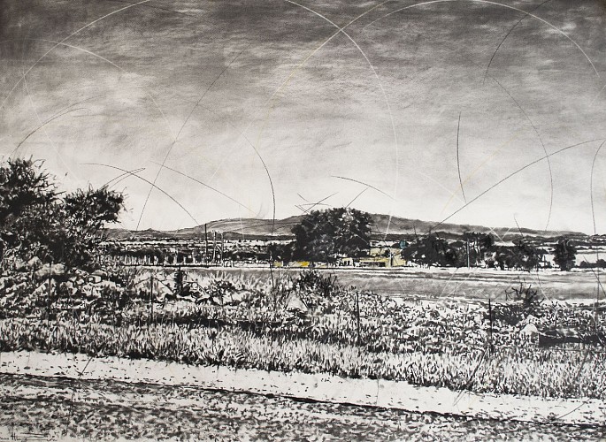 phillemon hlungwani tiko raka hina lero saseka iii our beautiful land iii charcoal and soft pastel on fabriano paper 107 x 151cm