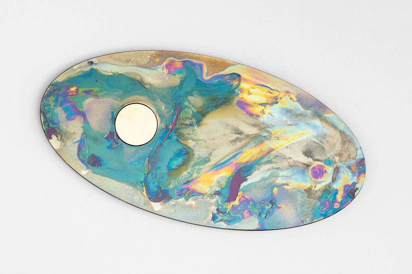 Water Dixon, Suspended in Grace: The Ultimate Actuality
multilayer brass & Iolite on 6mm glass