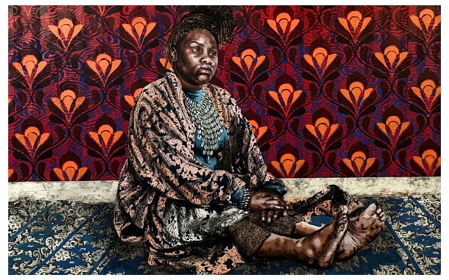 Bambo Sibiya, Vibrant Serenity
charcoal & acrylic on canvas