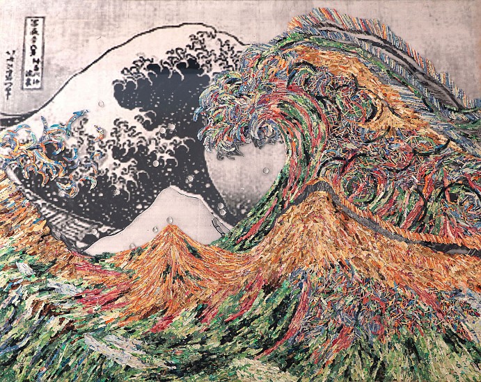 Jacki McInnes, Liquidity Transposed
shredded SA banknotes, leaf size & perspex